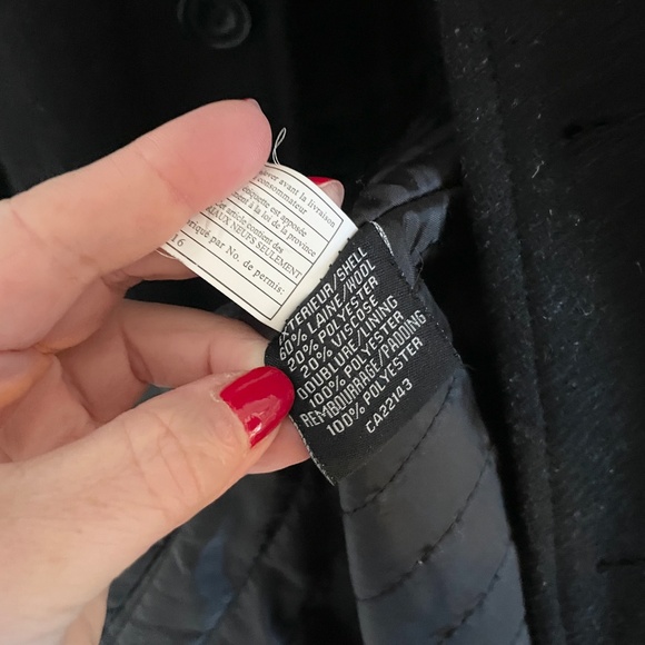 Vintage Bosco Men’s dress coat Pea coat Pockets Black Charcoal Wool blend Sz 42 - Picture 11 of 13